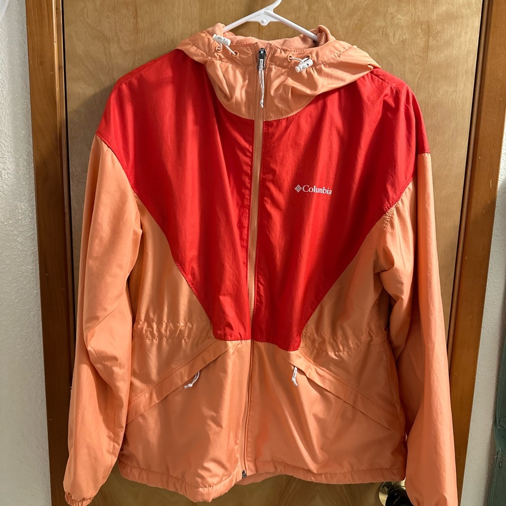 Columbia Red and Peach Windbreaker Jacket
